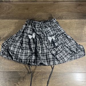 Romwe Skirt Womens S Black/white Plaid  Mini Skirt School Girl